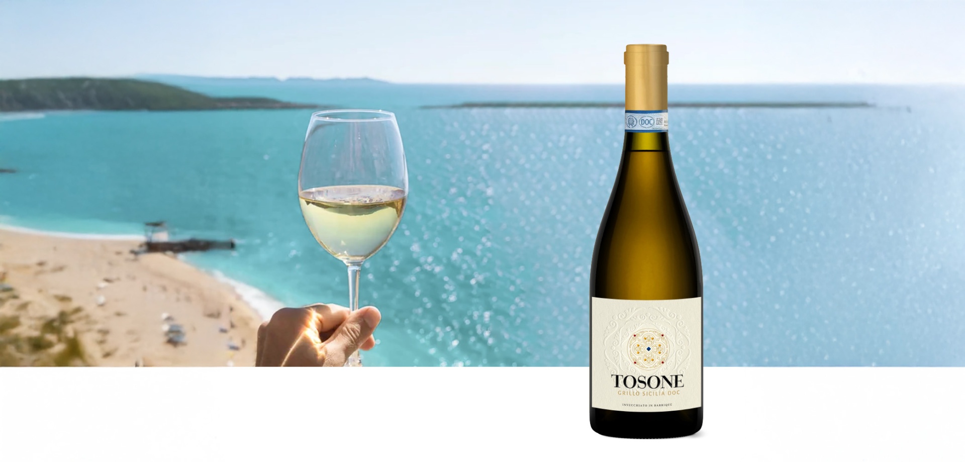 wine glass with sea view